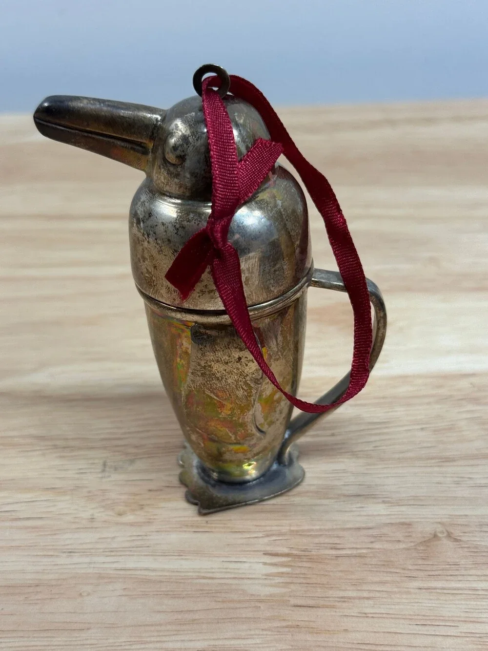 Vintage Restoration Hardware 1936 Penguin Shaker Silver Plate Ornament w/ Pouch